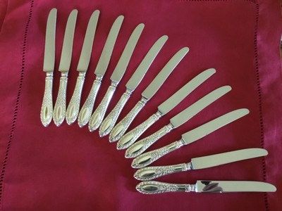 Manchester Gadroonette SterlingDinner Knives - 9 5/8  - Set/12 - No Monos