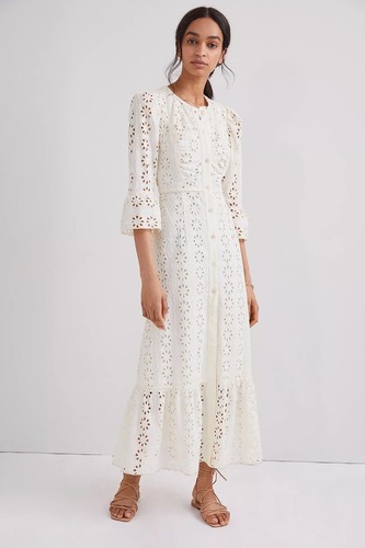 Anna Sui Embroidered Eyelet Maxi Dress 