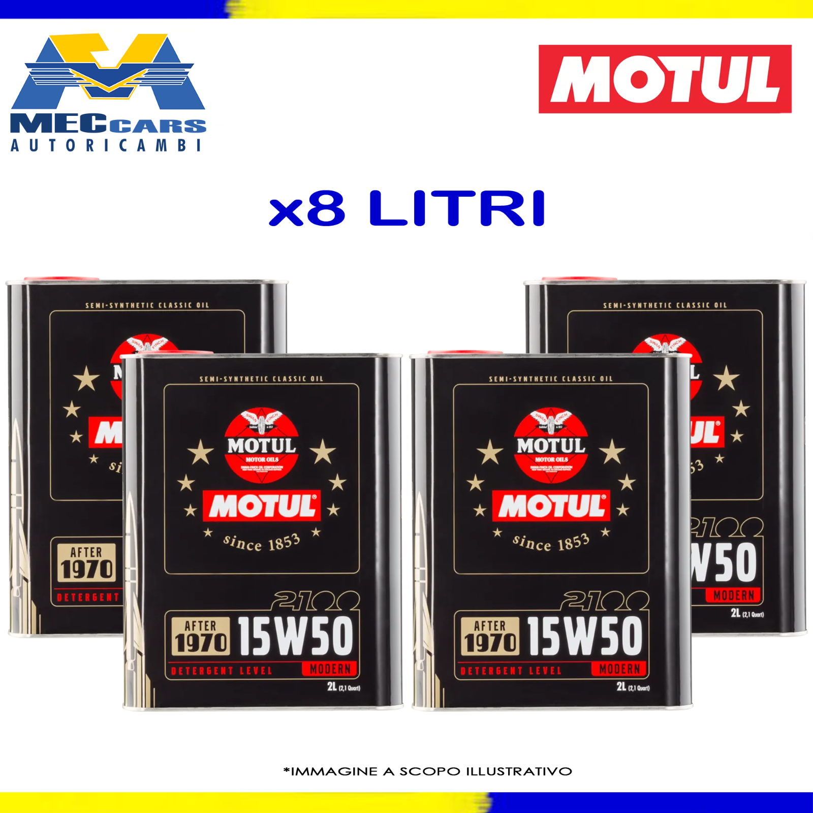 MOTUL CLASSIC 2100 15W50 OLIO MOTORE SEMI-SINTETICO PER AUTO D'EPOCA 8 LITRI