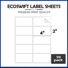 (100) 4x2 EcoSwift Laser/Ink Address Shipping Self-Adhesive Labels 10 per sheet