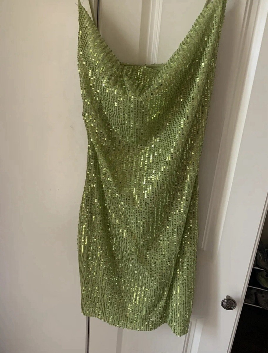 Motel Green Sequin Dress Size M | eBay UK