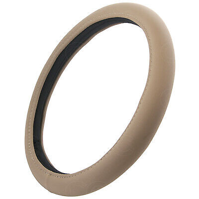 Syn Leather Steering Wheel Cover for Car SUV Truck Comfortable Punch Grip Beige - Picture 3 of 9