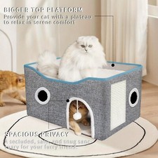 Extra-Wide Cat House for Indoor Cats - Large Cat Cave for Pet Cat House