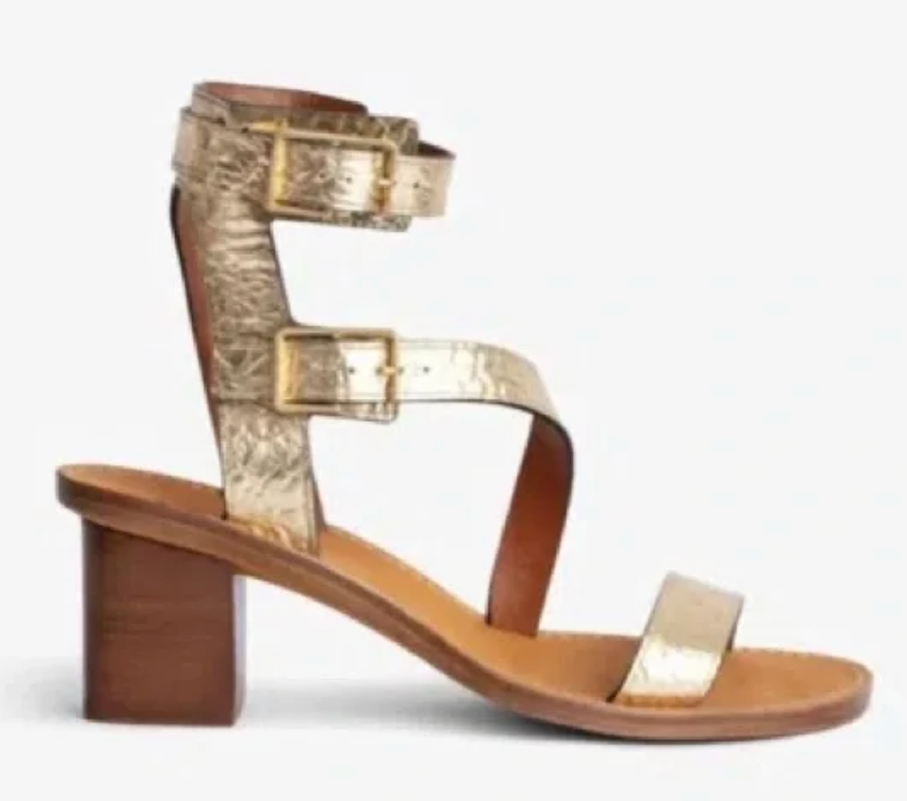 Zadig & Voltaire Cecilia Caprese Sandal In Gold Wrinkle