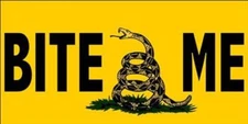 Gadsden Bite Me Yellow Vinyl Decal Bumper Sticker 3.75"x7.5"