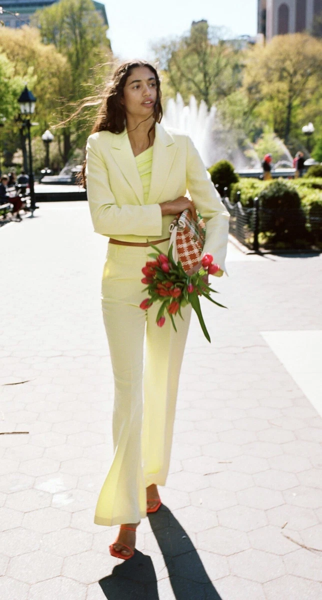 Zara yellow trouser suit hot sale