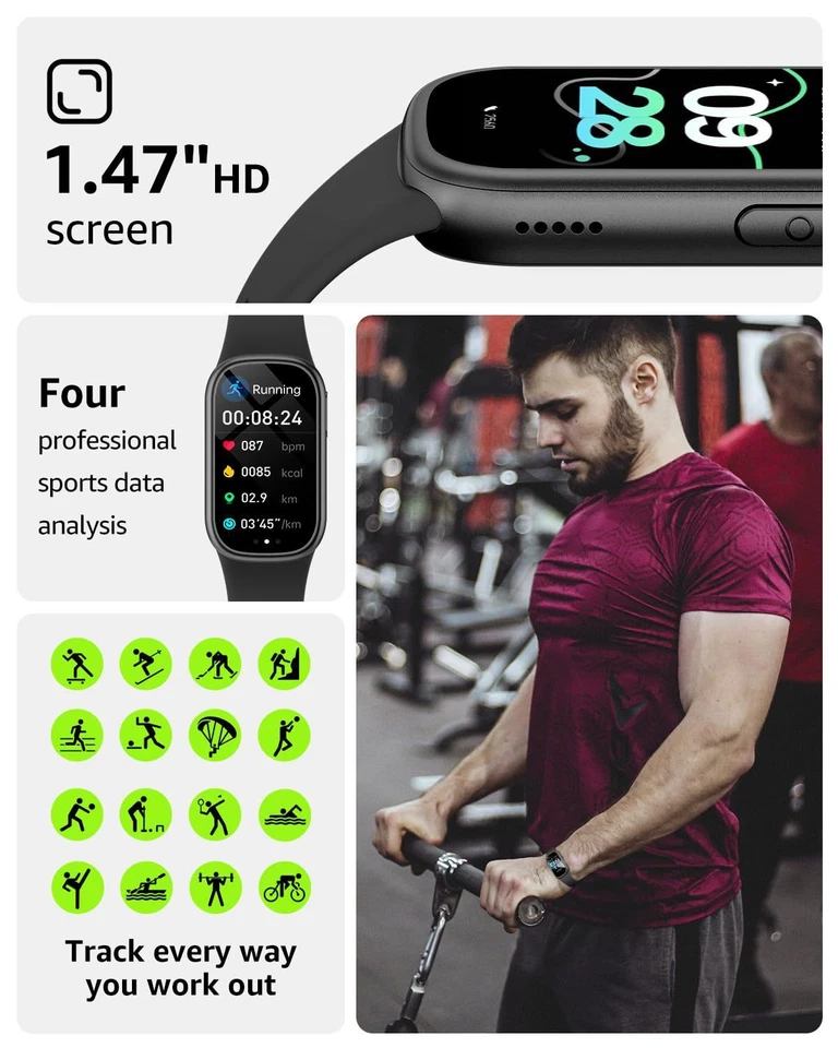 Smart Watch Blood Pressure Heart Rate Monitor Fitness Tracker For iOS&Android - Image 4 of 4