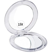 15X Magnifying Travel Mirror Pocket-Sized Compact Mirror for Purse Foldable