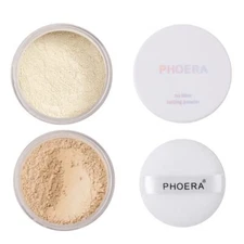 2 Pcs PHOERA Setting Powder Control Oil Brighten Skin Color Cover Blemish Whi...