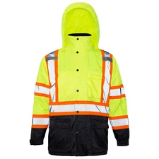 Hi-Vis Parka Safety Jacket with 2 tone High Visibility and Reflective X in Back