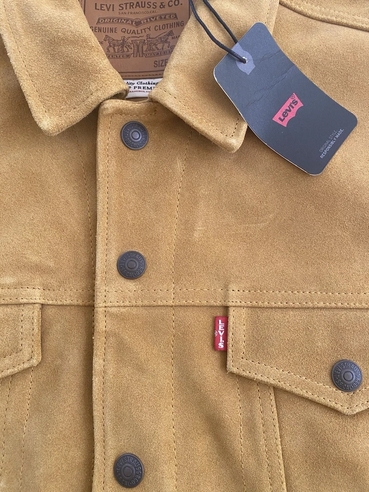 NWT Levi’s Highland Bovine Cow Suede Type 3 Trucker Jacket Size M Cowboy Western - Image 3 of 4