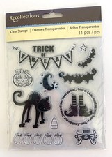 Recollections 11 Piece Clear Stamp Set HALLOWEEN Trick or Treat Smell My Feet