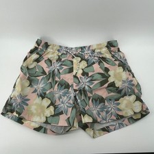 American Eagle Mens Floral Swim Trunks Pink Green Tropical Board Shorts Large 5"