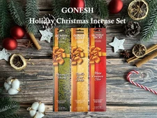 Gonesh Holiday Christmas Incense Set 3packs Total 60 sticks