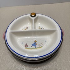 1940  s  Little Bo Peep  Baby Warming Feeding Dish Vintage Ceramic 6 