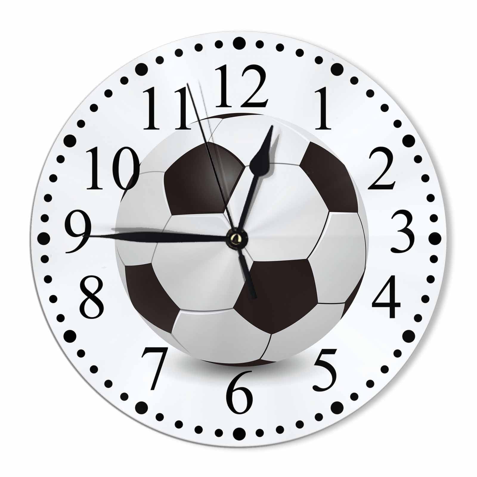 Clock Soccer Pattern Wall Clock 10 Inch Silent Non-Ticking Clocks Battery Ope...