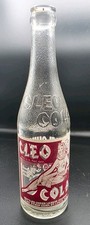 Vintage Cleo Cola glass soda bottle w/red label & Egyptian motif. St. Louis, MO