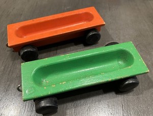 Vintage Handmade Wooden Toy Train Cars (2)