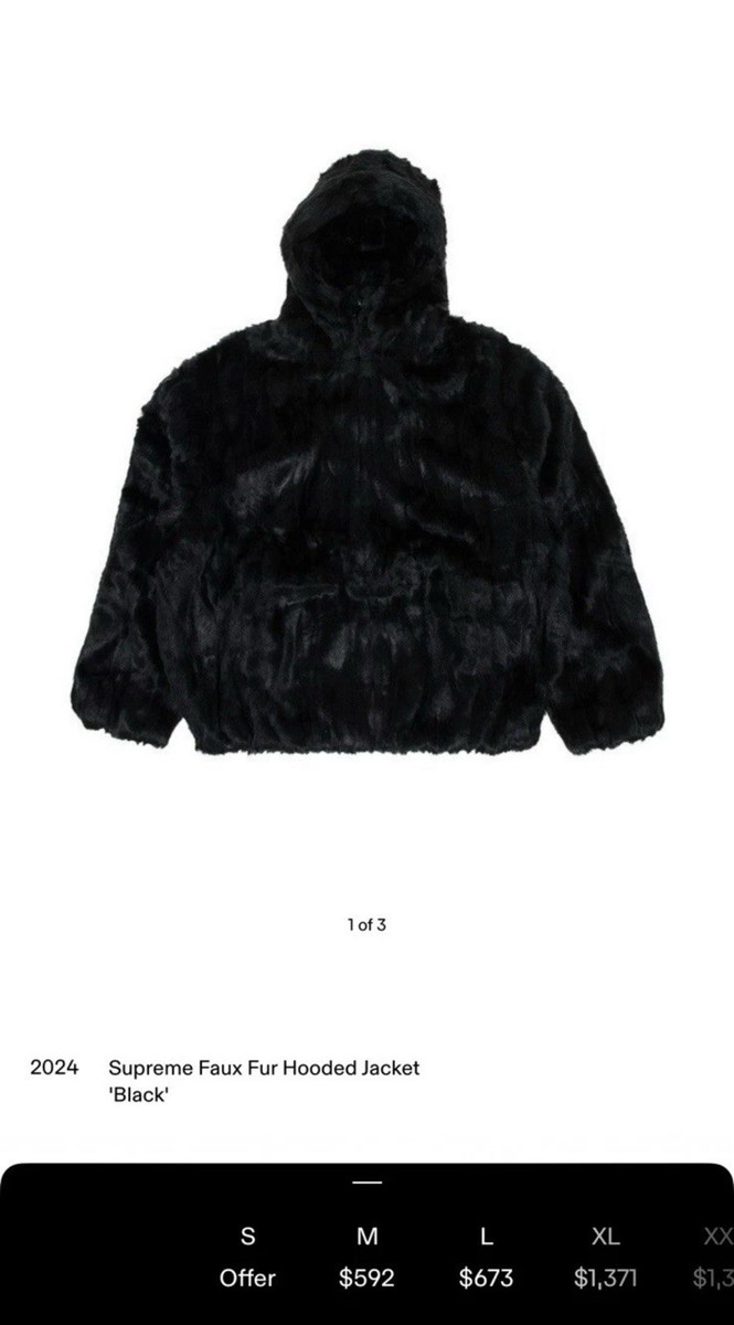 Supreme Faux Fur Black Hooded Jacket Xl Mens | eBay