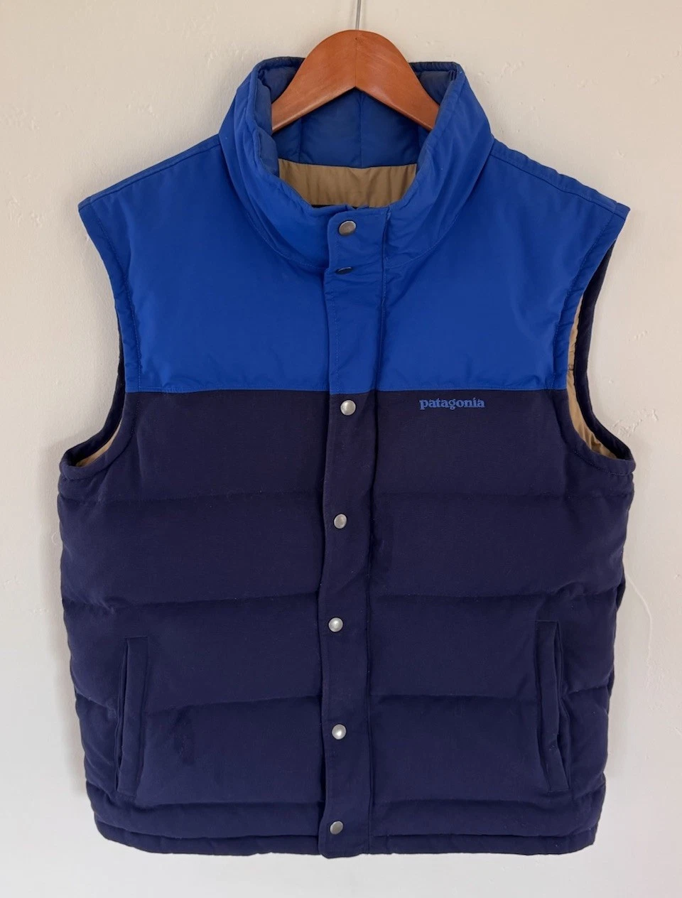 Patagonia Bivy Goose Down Vest Men's Medium Blue Full Zip Puffer 600-Fill 27585