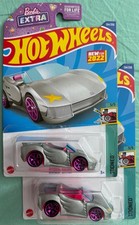 HOT WHEELS TOONED SERIES BARBIE EXTRA DREAM CAR Lot of 2 Silver