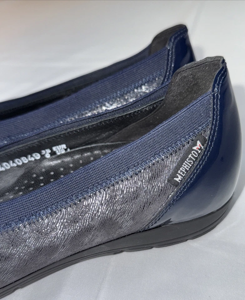 Туфли женские Mephisto 6 Elettra балетки синие кожаные без шнуровки комфорт - Изображение 3 из 4