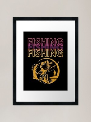 Fishing 3 Word Framed Art Print Framed Wall Art Poster Canvas Print Picture