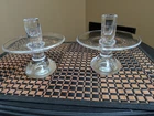 Steuben Vintage Crystal Art Glass Teardrop Candlestick Pair 5" by Donald Pollard
