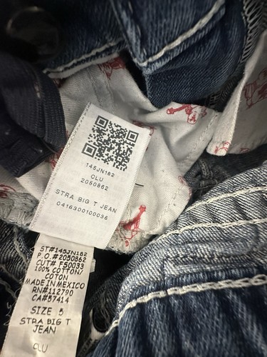 Y2K True Religion Jeans Youth Size 5 Big T Kids Unisex Boys Girls Straight Leg - Picture 5 of 8