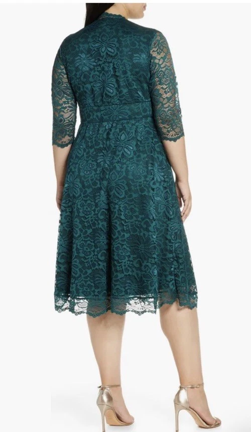 Vestido KIYONNA Verde Encaje MADEMOISELLE Talla Grande Cóctel Fiesta 3X Usado en Excelente Condición Foto 2 de 4