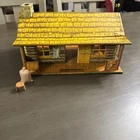 1950'S MARX BAR-M-RANCH TIN LITHO LOG CABIN PLAYSET WILD WEST COWBOYS