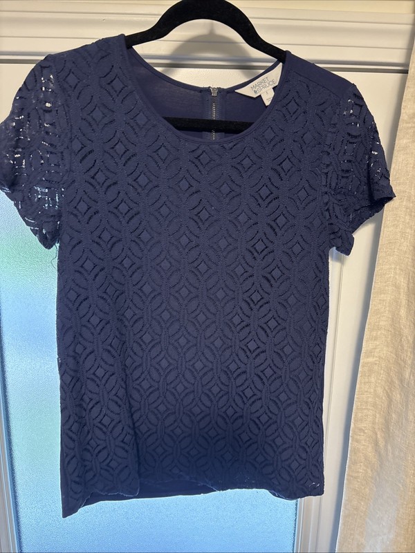 Market & Spruce Stitch Fix Blue Top Knit Blouse Women's Size Small S Casual