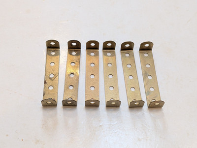 6 x Meccano Doppel Winkelstreifen Teil 48a Messing matt gestempelt MMIE   