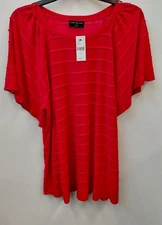 Lane Bryant Women's Shirred Flutter Sleeve Trim Detail Red Size 14/16 Top
