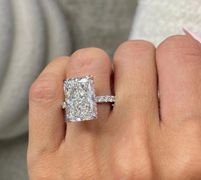 Strahlender Diamantring 6,40 Karat IGI-zertifiziert Lab Created E F VVS 14k W...