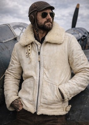 $5K Ralph Lauren Purple Label White Leather Shearling Bomber