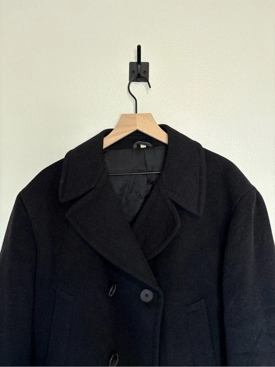 Men's Burberry Wool Cashmere Blend Peacoat Winter Jacket Minimalist Black Large - product detail image 3