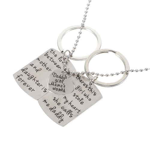 Papa Tochter Mutter Wort Familie Herz Halskette Geschenk Schmuck zum - Picture 2 of 12