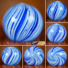 Handmade Blue Onionskin Marble, 0.55 inch, Mint, Germany, 1860-1920, S1588
