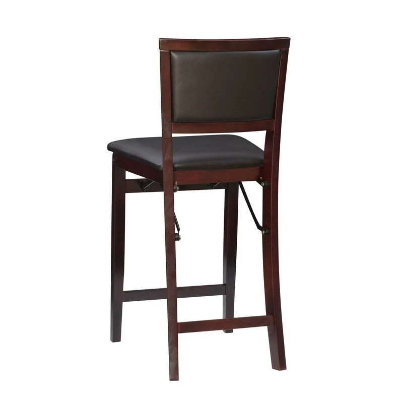 Folding Bar Stool Faux Leather Upholstered Kitchen Counter 24" Height 250 Lb Cap - Image 2 of 4