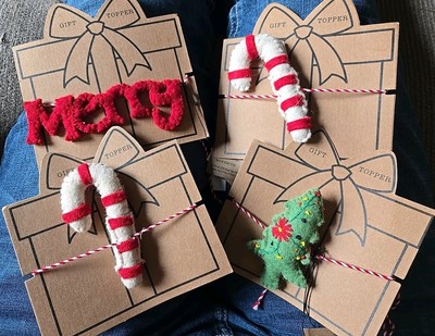 Mud Pie Gift Topper, Merry, Tree, Candy Cane, Christmas, 4 