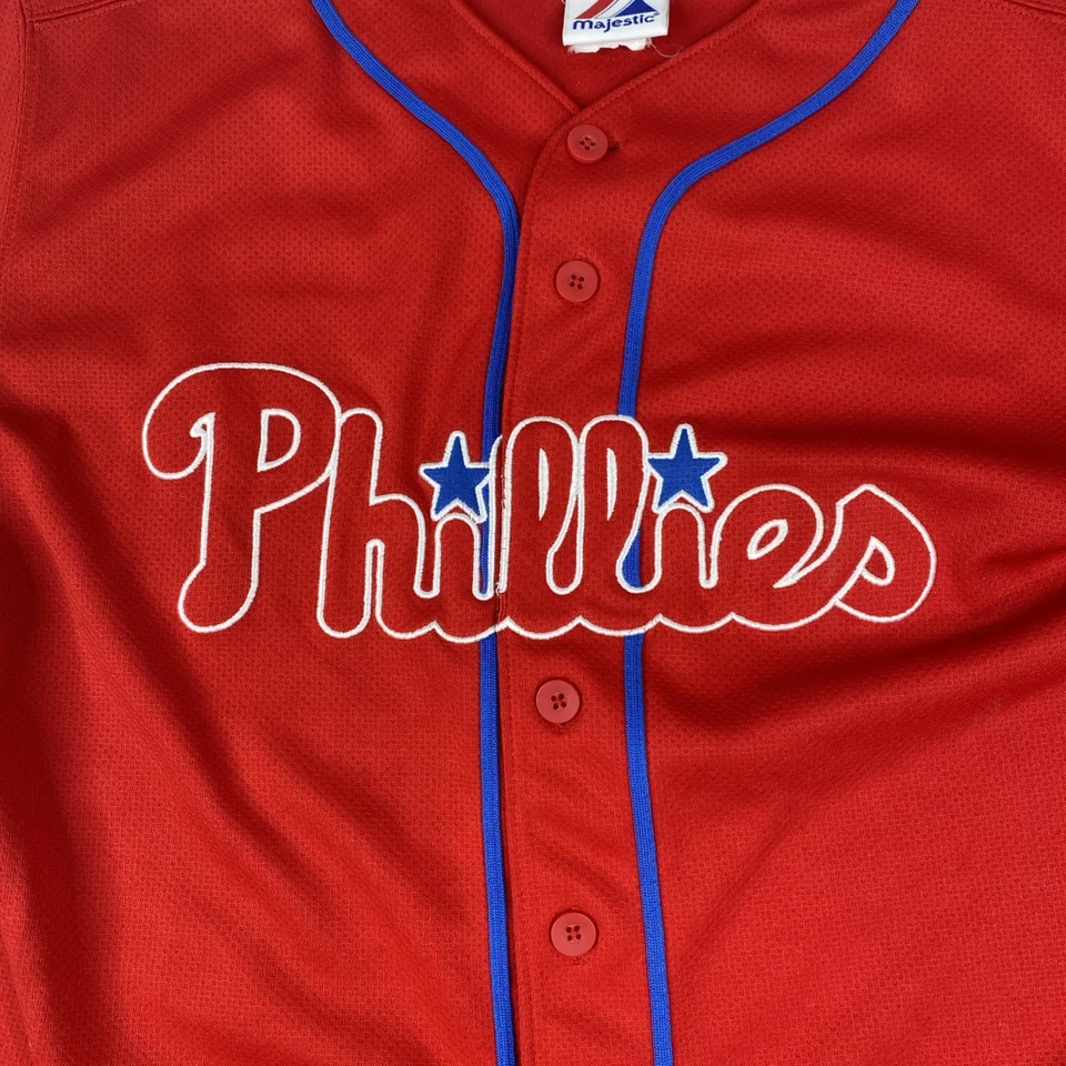 Vintage Ryan Howard Philadelphia Phillies Red Jersey #6 Mens L Stitched Button - Image 3 of 4