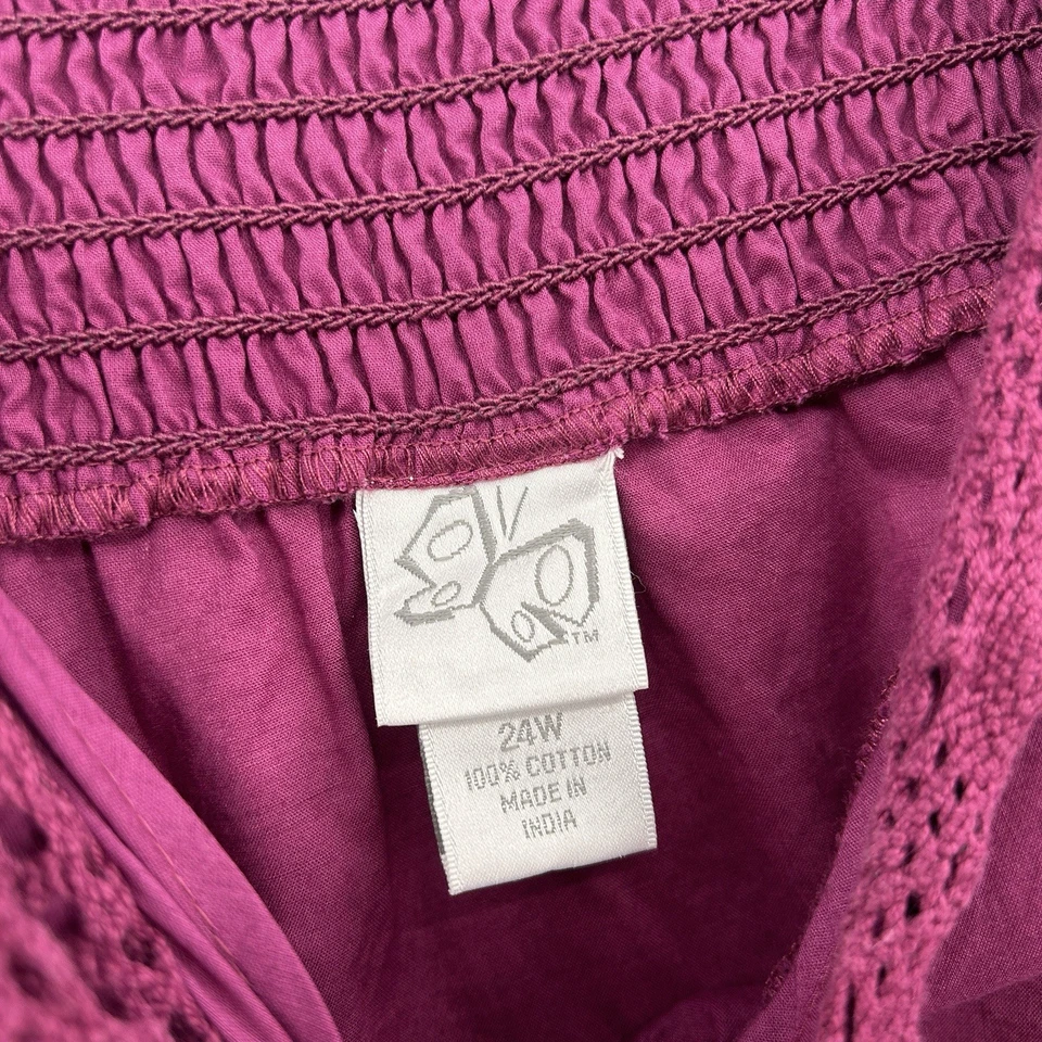 Top Babydoll Vintage Moda Bug Mujer Y2K Detalle Crochet Talla 24W Púrpura Boho Foto 4 de 4