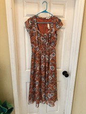 NWT Madewell Size 0 Sheer Sleeve Button Front Midi Dress In Gathered Blooms