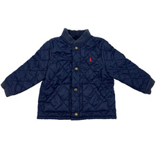 Ralph Lauren Quilted Jacket Baby Size 12 Months Preppy Barn Chore Coat Blue