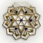 Brass & 7 Amethyst Stone Sahasra Chakra Pendant, 2-5/8" Wide