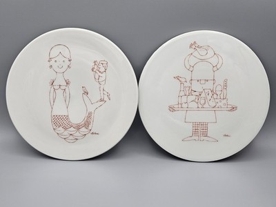 2 Bing & Grondahl Wall Plaque Mermaid & Viking Chef - Antoni Vintage Denmark