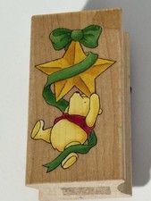 Vintage Disney Classic Winnie The Pooh Rubber Stamp Pooh Star Christmas Cute
