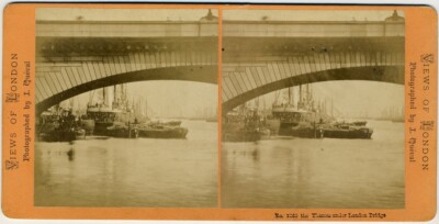 Stereo Circa 1870. Londres. The Thames Under London Bridge. Angleterre. England