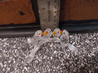 GENUINE Swarovski Crystal 4 Love Birds / Parrots On Frosted Branch